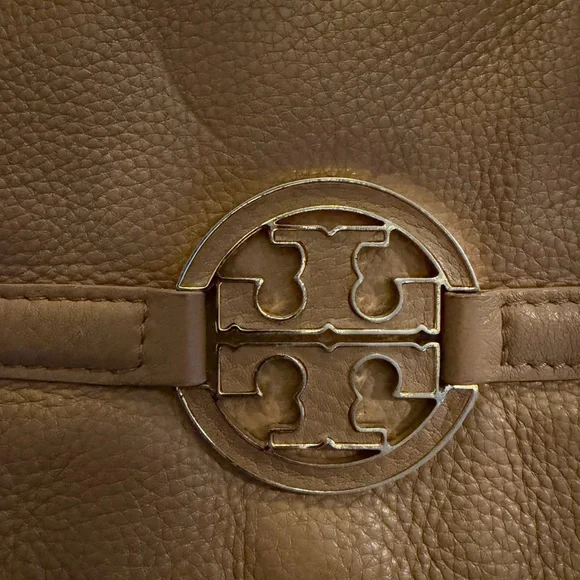 Tory Burch Brown Leather Reva Clutch Crossbody Bag w/ Strap